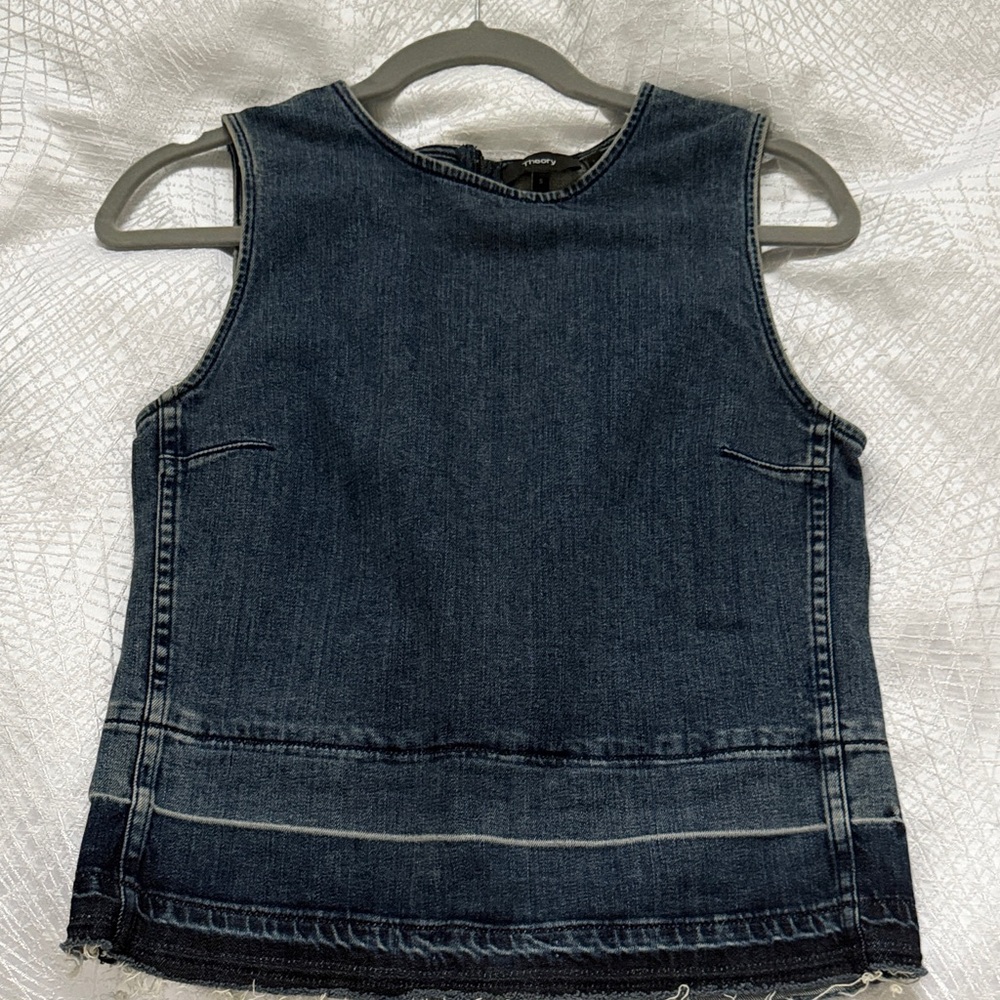 Theory Dark Wash Denim Sleeveless Top